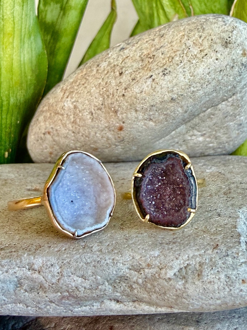 Kimberly McDonald 18 karat gold geode ring set